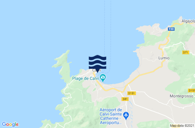 Karte der Gezeiten Calvi, France