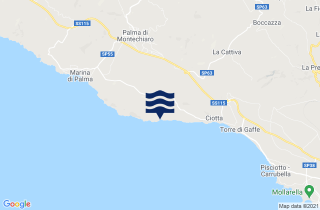 Karte der Gezeiten Camastra, Italy