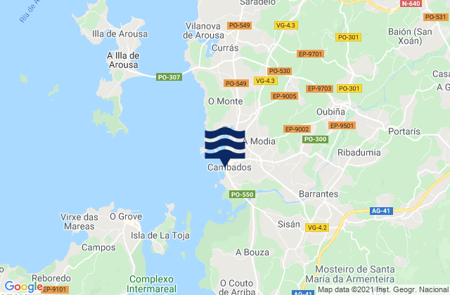 Karte der Gezeiten Cambados, Spain