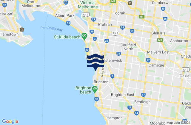 Karte der Gezeiten Camberwell, Australia