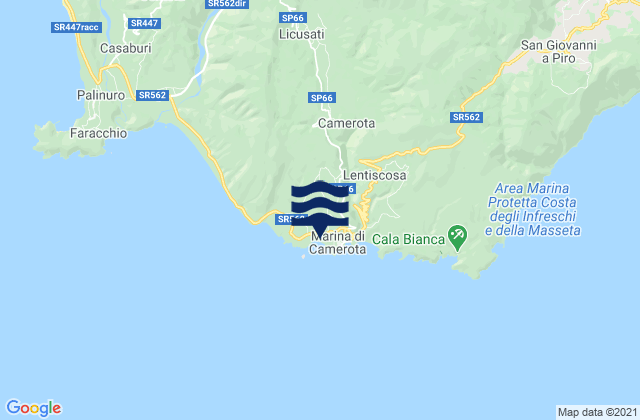 Karte der Gezeiten Camerota, Italy