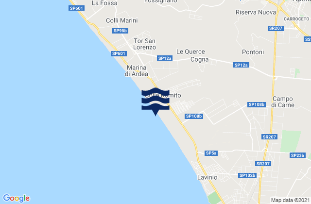 Karte der Gezeiten Camilleri-Vallelata, Italy
