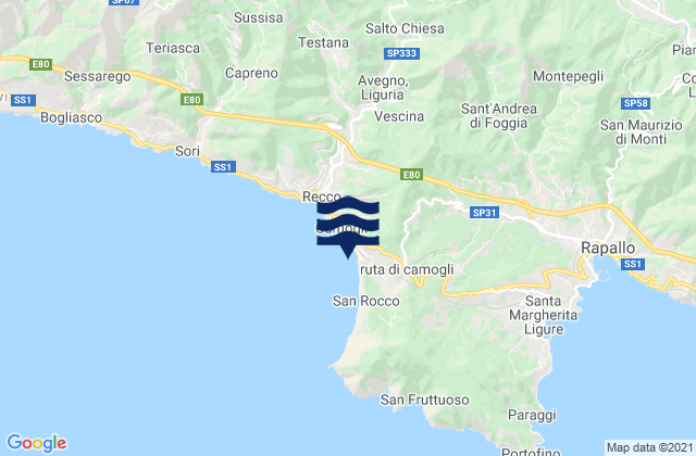 Karte der Gezeiten Camogli, Italy