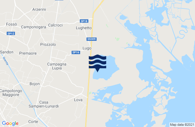Karte der Gezeiten Campagna Lupia, Italy
