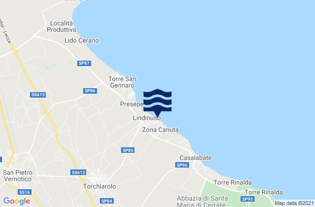 Karte der Gezeiten Campi Salentina, Italy