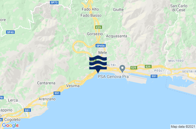 Karte der Gezeiten Campo Ligure, Italy