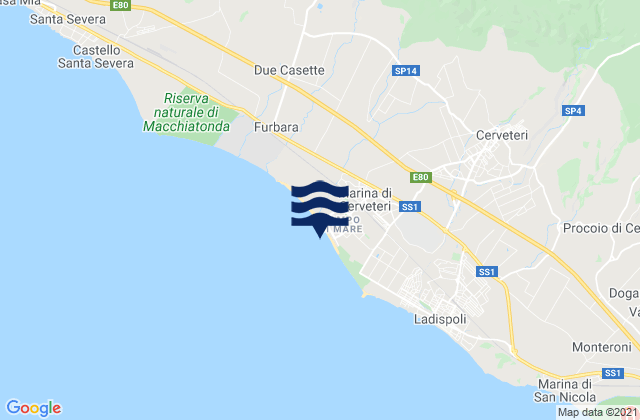 Karte der Gezeiten Campo di Mare, Italy