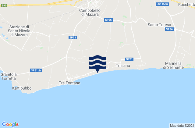 Karte der Gezeiten Campobello di Mazara, Italy