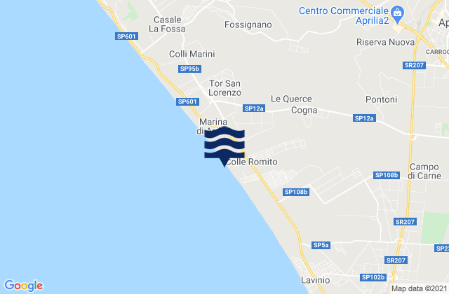 Karte der Gezeiten Campoleone, Italy