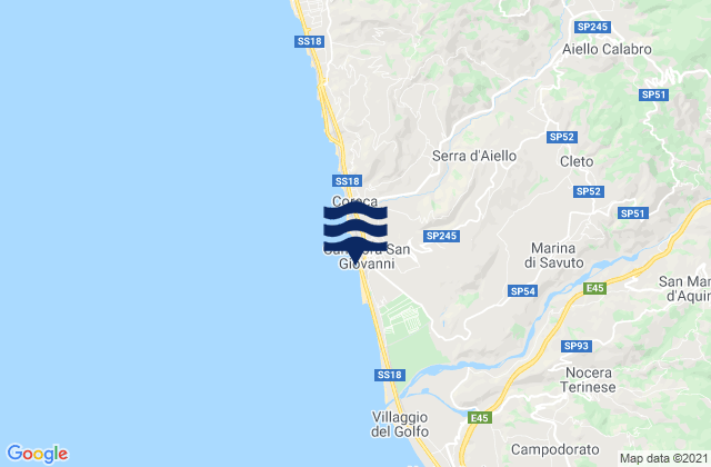 Karte der Gezeiten Campora San Giovanni, Italy