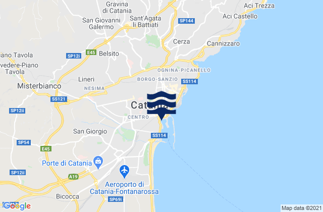 Karte der Gezeiten Camporotondo Etneo, Italy