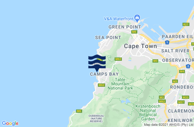 Karte der Gezeiten Camps Bay, South Africa