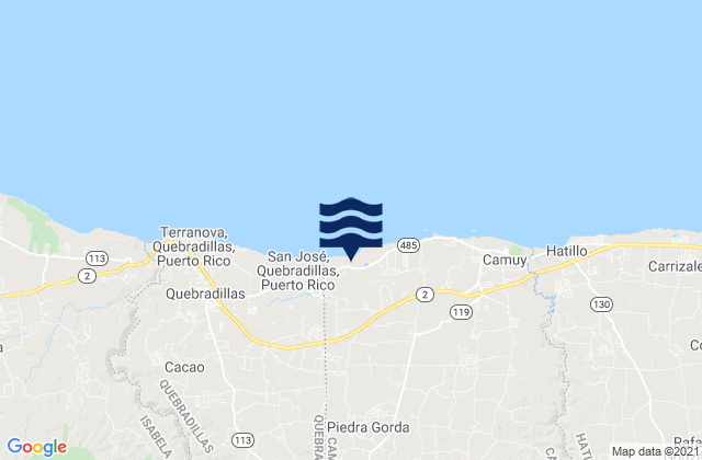 Karte der Gezeiten Camuy Arriba Barrio, Puerto Rico