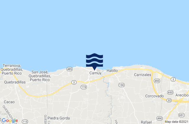 Karte der Gezeiten Camuy Municipio, Puerto Rico