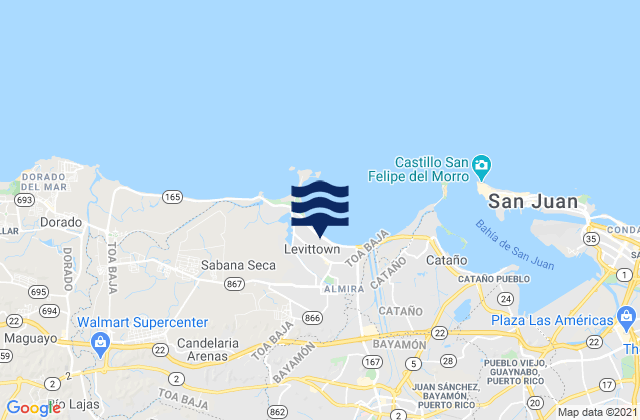 Karte der Gezeiten Candelaria, Puerto Rico