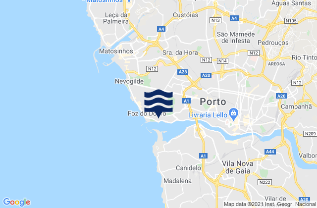 Karte der Gezeiten Cantareira Rio Douro, Portugal