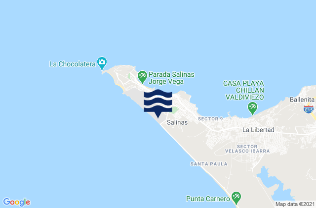 Karte der Gezeiten Cantón Salinas, Ecuador