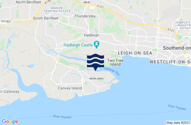 Karte der Gezeiten Canvey Island, United Kingdom