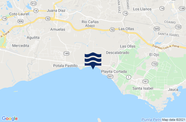 Karte der Gezeiten Caonillas Abajo Barrio, Puerto Rico