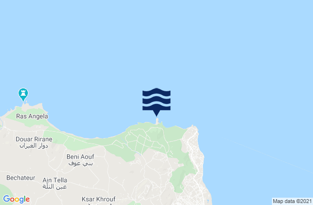 Karte der Gezeiten Cap Blanc, Tunisia