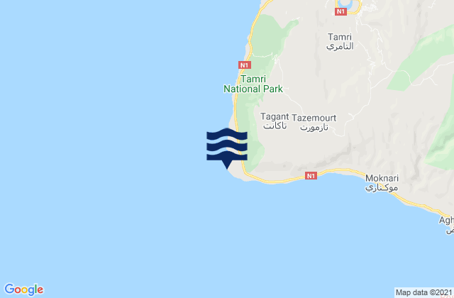 Karte der Gezeiten Cap Ghir, Morocco
