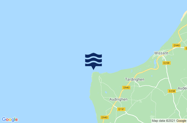 Karte der Gezeiten Cap Gris Nez, France