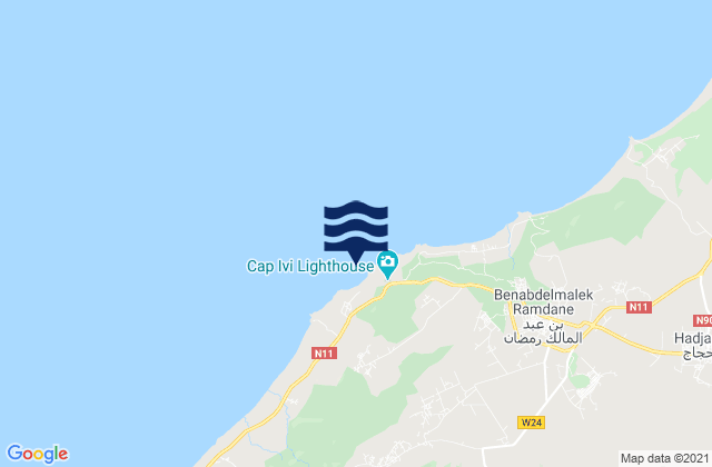 Karte der Gezeiten Cap Ivi, Algeria