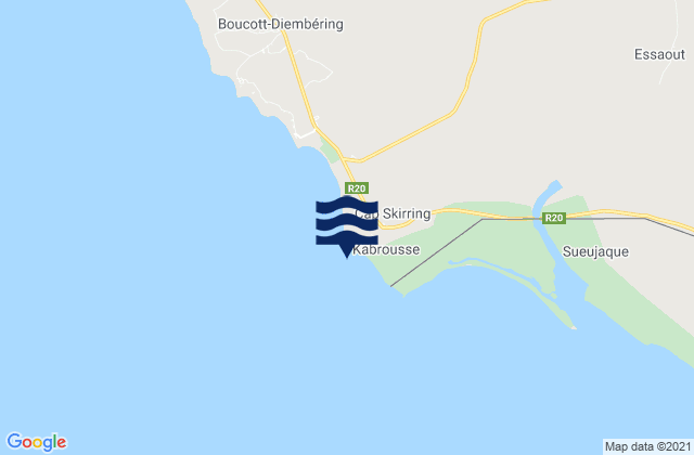 Karte der Gezeiten Cap Skirring, Senegal