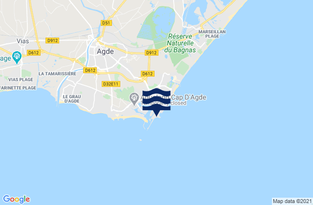 Karte der Gezeiten Cap d'Agde, France