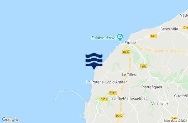 Karte der Gezeiten Cap d'Antifer, France