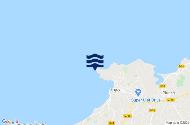 Karte der Gezeiten Cap d'Erquy, France