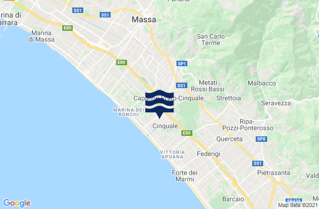 Karte der Gezeiten Capanne-Prato-Cinquale, Italy