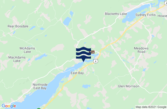 Karte der Gezeiten Cape Breton County, Canada