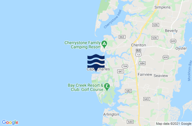 Karte der Gezeiten Cape Charles Coast Guard Station, United States
