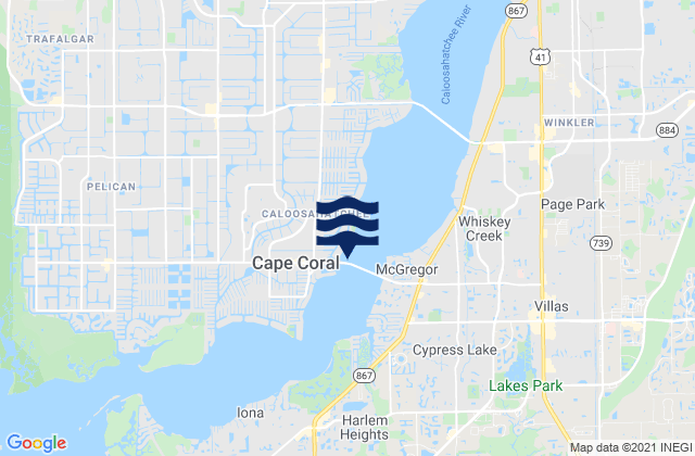 Karte der Gezeiten Cape Coral Bridge, United States