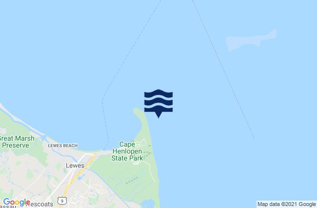 Karte der Gezeiten Cape Henlopen 0.7 n.mi. ESE of, United States