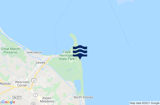 Karte der Gezeiten Cape Henlopen Bay, United States