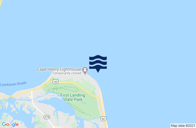 Karte der Gezeiten Cape Henry Light 0.7 mile east of, United States