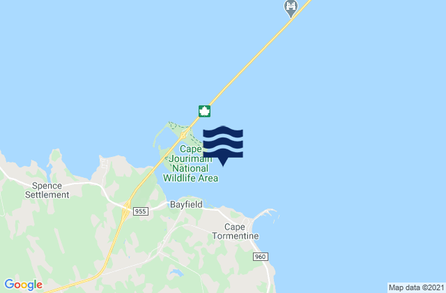 Karte der Gezeiten Cape Jourimain, Canada
