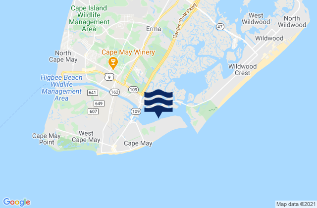 Karte der Gezeiten Cape May Harbor, United States