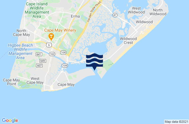 Karte der Gezeiten Cape May Harbor entrance, United States