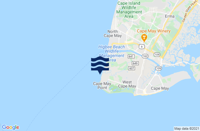 Karte der Gezeiten Cape May Point Sunset Beach, United States