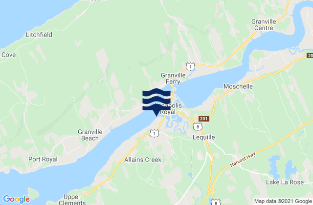 Karte der Gezeiten Cape Split, Canada