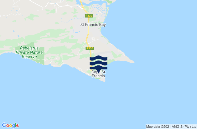 Karte der Gezeiten Cape St Francis, South Africa