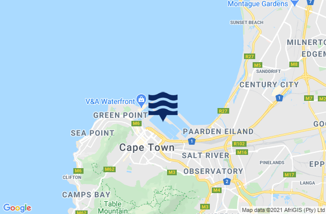 Karte der Gezeiten Cape Town, South Africa