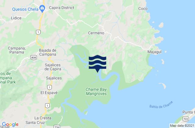 Karte der Gezeiten Capira, Panama