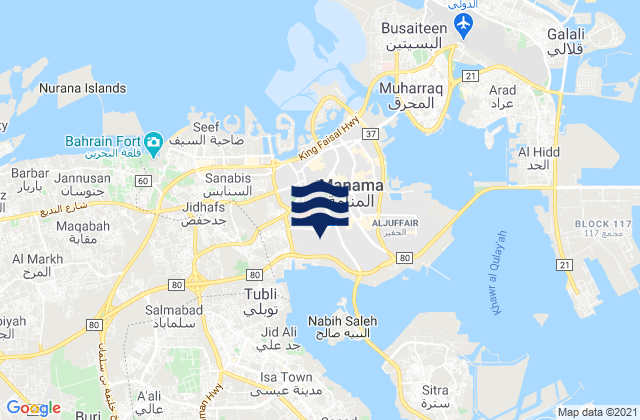 Karte der Gezeiten Capital Governorate, Bahrain
