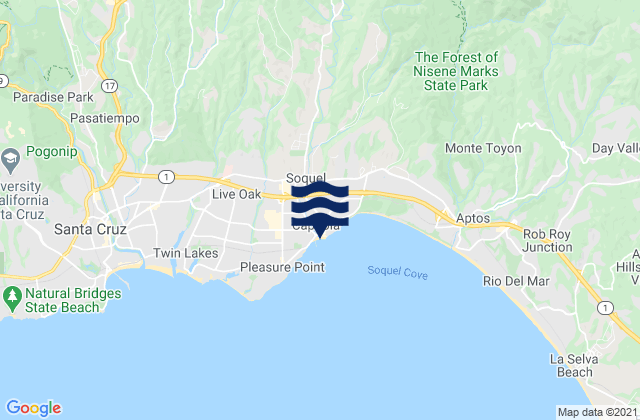 Karte der Gezeiten Capitola State Beach, United States