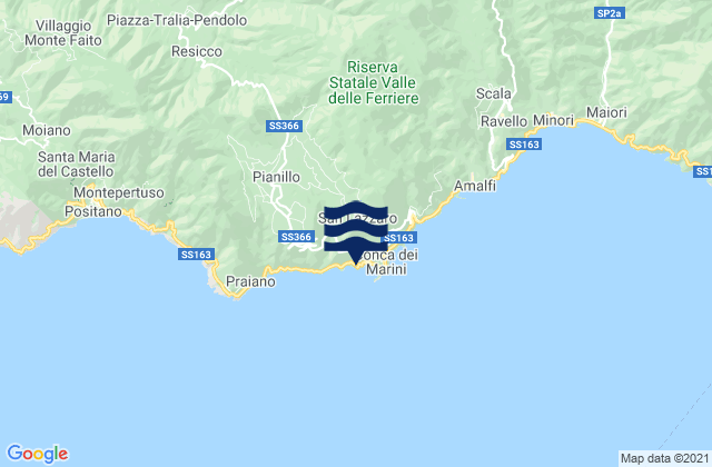 Karte der Gezeiten Capo Conca, Italy