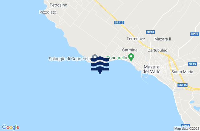 Karte der Gezeiten Capo Feto, Italy